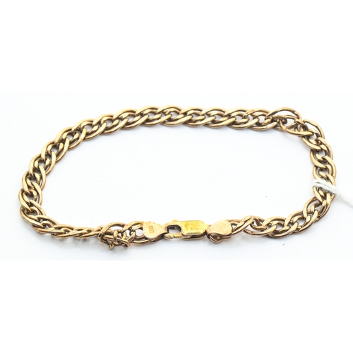 48 - 9ct gold fancy double curb link bracelet, hallmarked, length 200mm, 4.25 grams