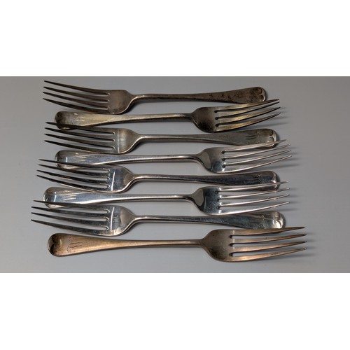 326 - Set of eight late Victorian silver old English pattern dessert forks, Charles Boyton (II), London 18... 