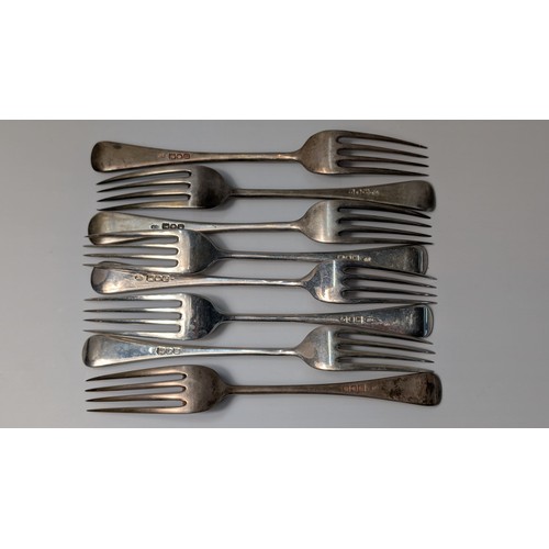 326 - Set of eight late Victorian silver old English pattern dessert forks, Charles Boyton (II), London 18... 