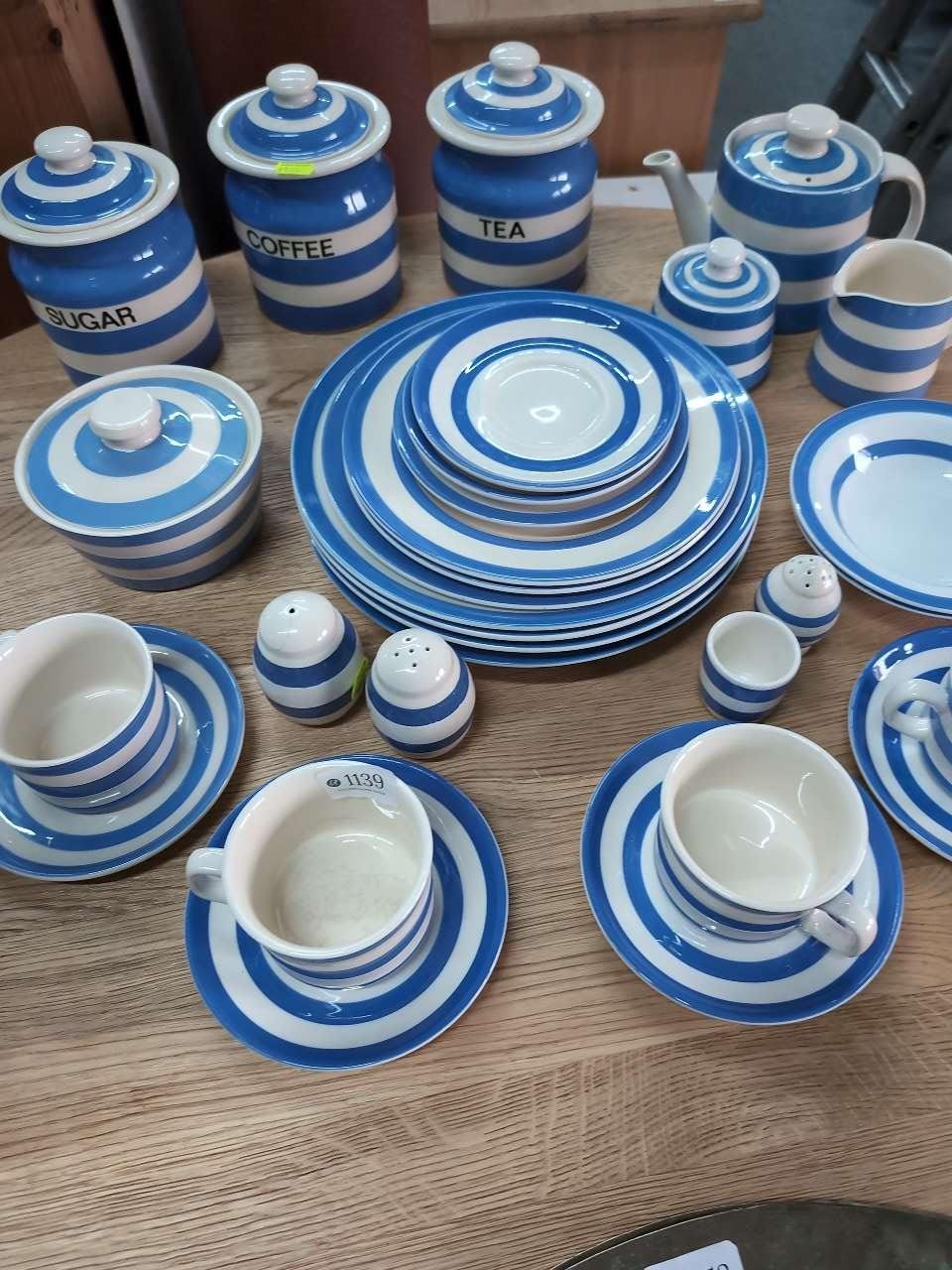 Assorted T.G.Green Cornishware breakfast ware including cannisters ...