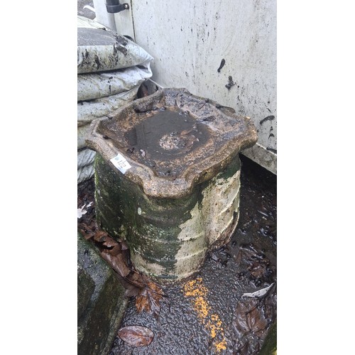 122 - One cast stone garden bird bath or planter, of square lobed form with shallow basin, raised on a ste... 