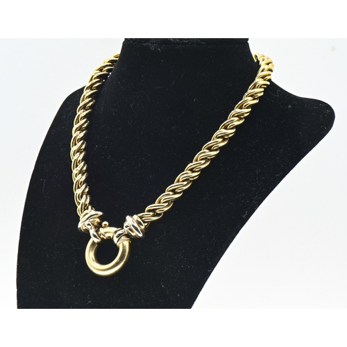 1 - 18ct gold rope twist necklace with a bolt ring clasp, import hallmark, length 420mm, 65.28 grams... 