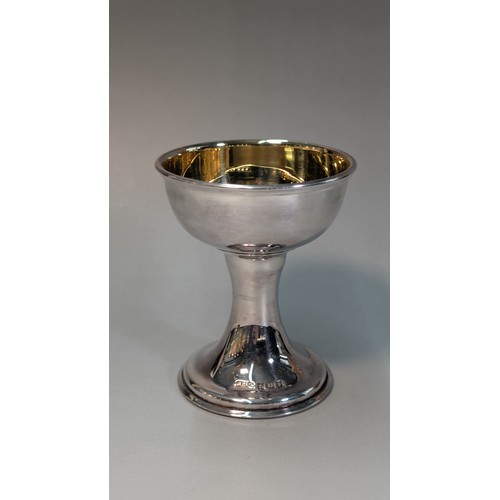11 - Elizabeth II silver chalice, A McM, Birmingham 1998, gilded interior, height 10cm, 147.9 grams... 
