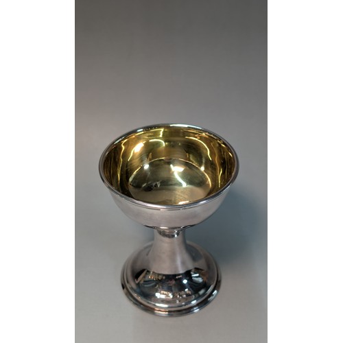 11 - Elizabeth II silver chalice, A McM, Birmingham 1998, gilded interior, height 10cm, 147.9 grams... 