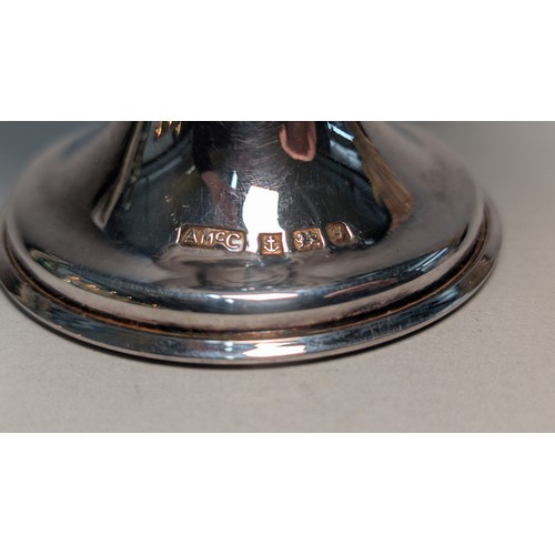 11 - Elizabeth II silver chalice, A McM, Birmingham 1998, gilded interior, height 10cm, 147.9 grams... 