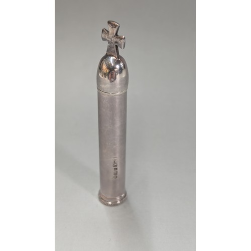 13 - Elizabeth II silver holy water sprinkler, A McM, Birmingham 1998,&nbsp;height 11.5cm, 83.8 grams... 