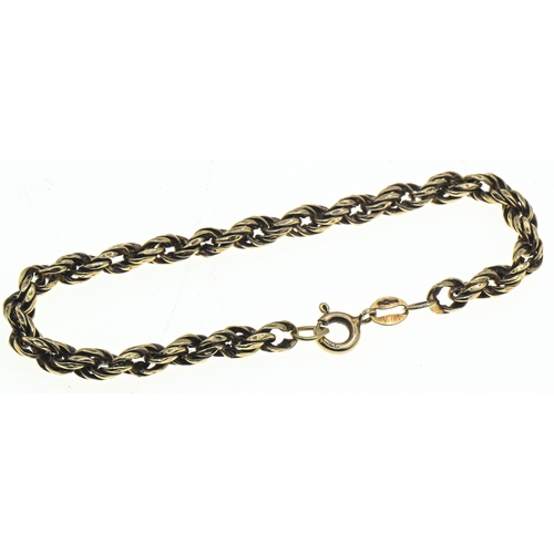 21 - 9ct gold rope twist bracelet, hallmarked, length 155mm, 2.4 grams