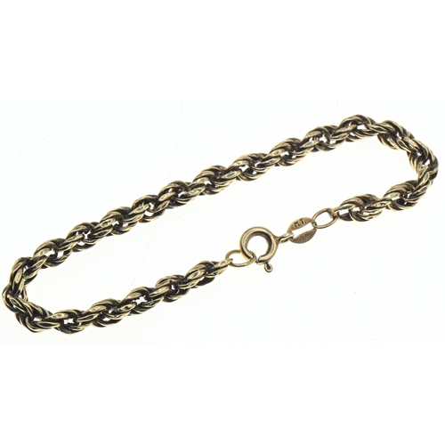 21 - 9ct gold rope twist bracelet, hallmarked, length 155mm, 2.4 grams