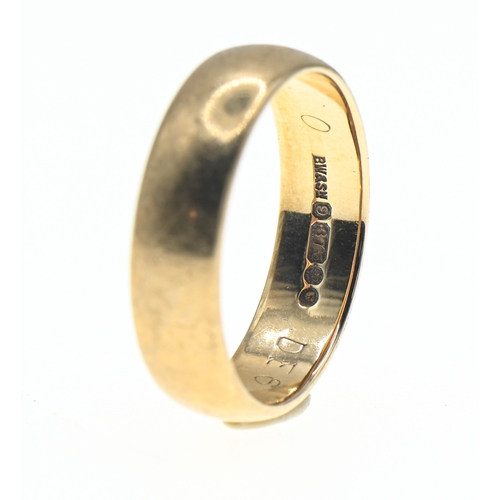 36 - 9ct gold band ring, hallmarked, size P, 4.06 grams