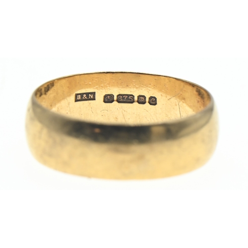 37 - 9ct gold band ring, hallmarked, size Z, 6.44 grams