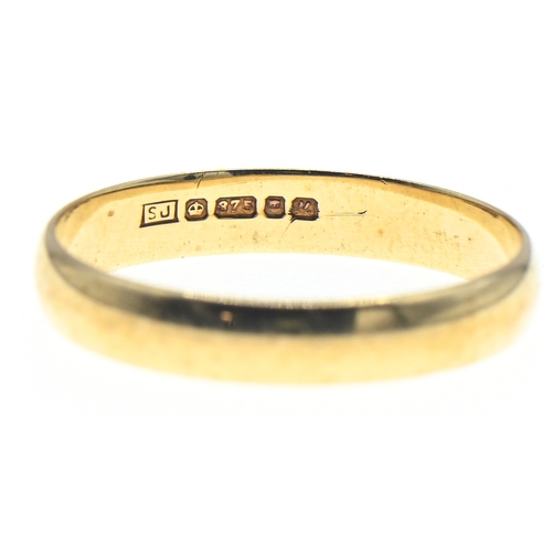 38 - 9ct gold band ring, hallmarked, size P1/2, 1.67 grams