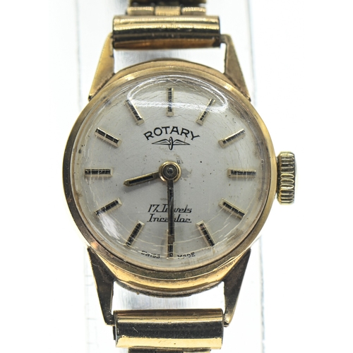 41 - Rotary 9ct gold cased ladies watch, hallmarked, 17 jewels, engraved personal inscription to case bac... 