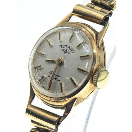 41 - Rotary 9ct gold cased ladies watch, hallmarked, 17 jewels, engraved personal inscription to case bac... 
