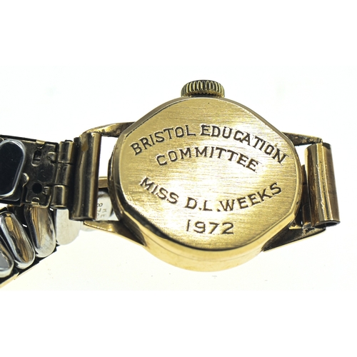 41 - Rotary 9ct gold cased ladies watch, hallmarked, 17 jewels, engraved personal inscription to case bac... 