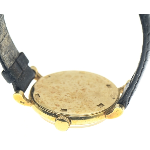 42 - Vertex Revue 18ct gold cased watch, the silvered dial with raised gold coloured Arabic numerals and ... 