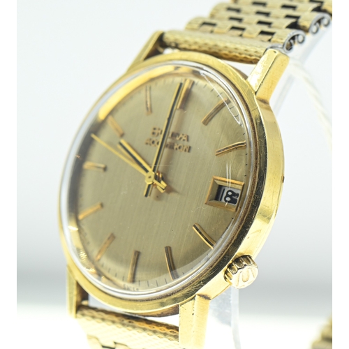 43 - Bulova Accutron 18ct gold cased gents watch, the gold coloured dial with raised baton markers, centr... 