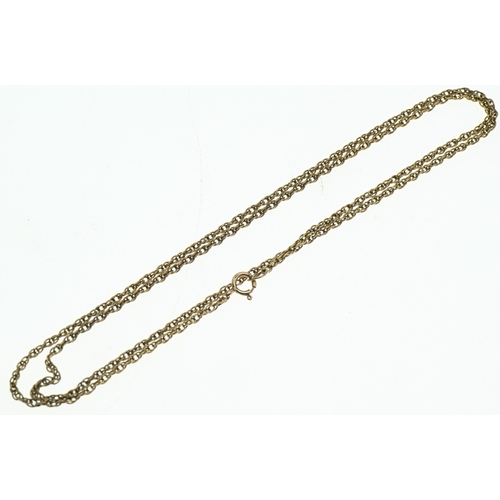 45 - 9ct gold rope neck chain, hallmarked, length 535mm, 3.24 grams