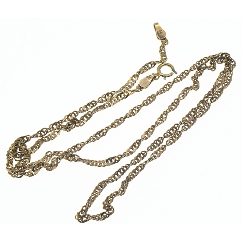 48 - Scrap 9ct gold Singapore neck chain, hallmarked, length 460mm, 2.55 grams