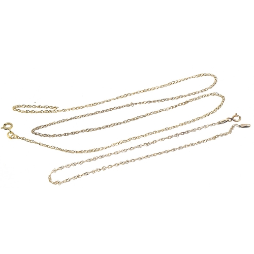 51 - Rope link anklet, marked '9K 375', length 220mm, together with a scrap rope link neck chain marked '... 