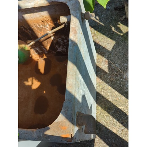 12 - Industrial galvanised steel water cistern or trough of rectangular form with chamfered corners, inte... 