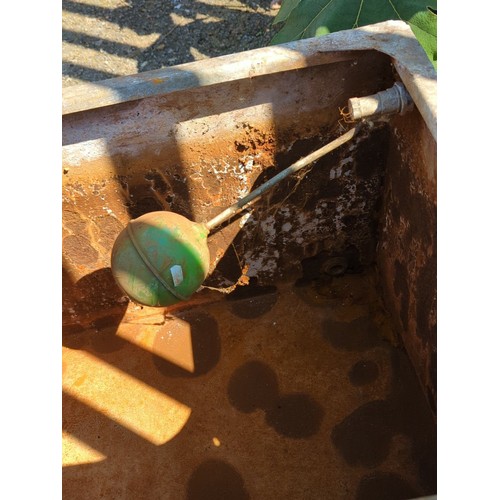 12 - Industrial galvanised steel water cistern or trough of rectangular form with chamfered corners, inte... 