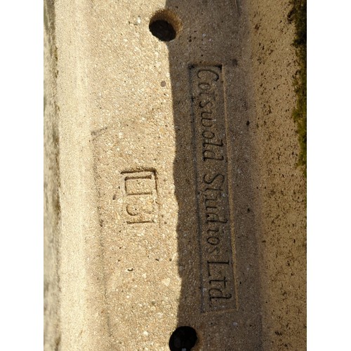 33 - A pair of concrete trough planters of rectangular form with simulated rusticated blockwork sides, ea... 