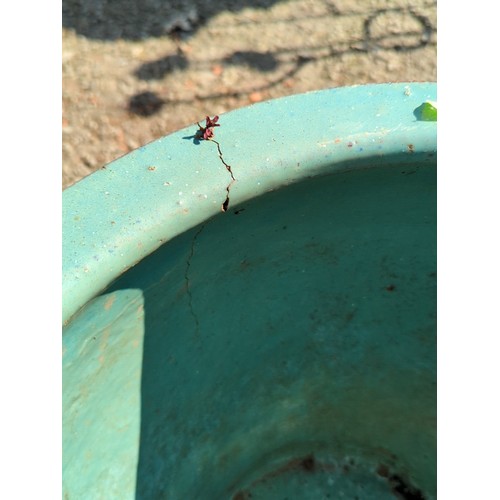 65 - Large Chinese earthenware jardinière of tapering cylindrical form, the turquoise-glazed interior wit... 