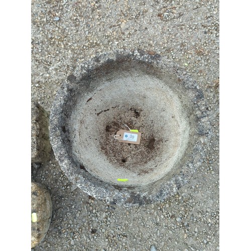 70 - Concrete garden urn of campana form, the exterior moulded with swags and stiff-leaf ornament, raised... 
