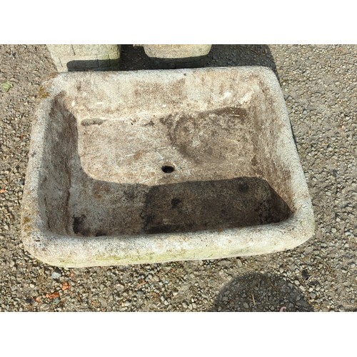 72 - Concrete trough or basin of rectangular form with rounded corners, the interior with a stepped platf... 