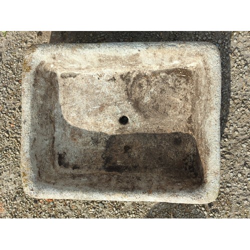 72 - Concrete trough or basin of rectangular form with rounded corners, the interior with a stepped platf... 