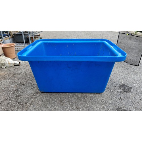 107 - Large moulded blue plastic storage tub.