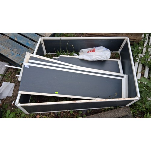 92 - raised garden bed system comprising rectangular aluminium-section frames with dark composite panels,... 