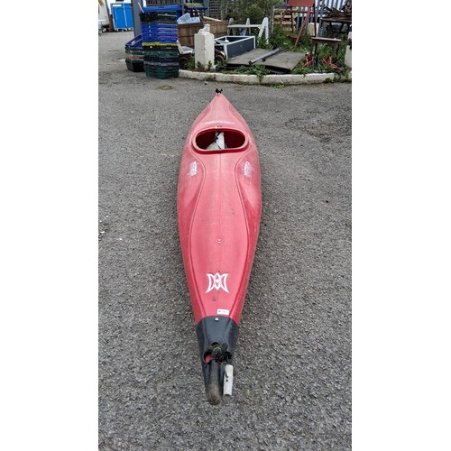 93 - Pyranha ‘Mirage’ single-seat kayak in red.