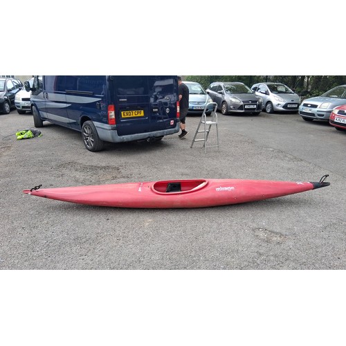 93 - Pyranha ‘Mirage’ single-seat kayak in red.