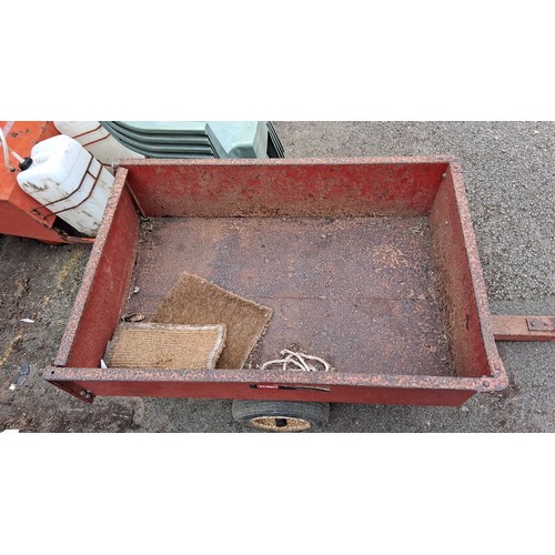 97 - Toro Wheel Horse steel utility dump cart, red-painted.
