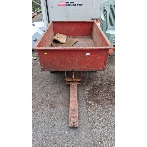 97 - Toro Wheel Horse steel utility dump cart, red-painted.