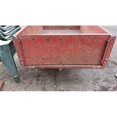 97 - Toro Wheel Horse steel utility dump cart, red-painted.
