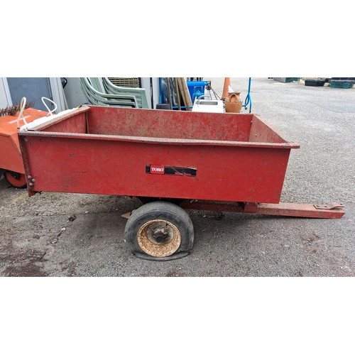 97 - Toro Wheel Horse steel utility dump cart, red-painted.