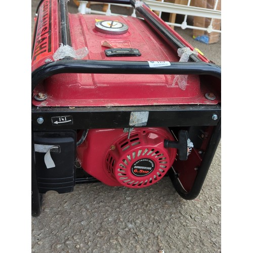 119 - Portable petrol generator by German Stahl, model MT8500, in red and black tubular steel frame; contr... 