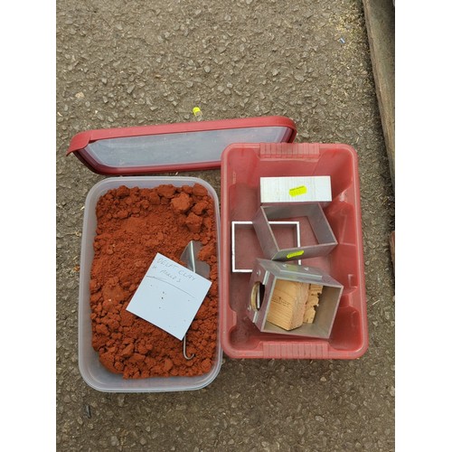 152 - Group of studio materials and equipment comprising a plastic tub of red clay labelled “Delft clay” w... 