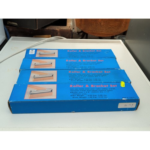 153 - A group of boxed Roller & Bracket Sets for workshop roller tables and conveyor tracks, each prin... 