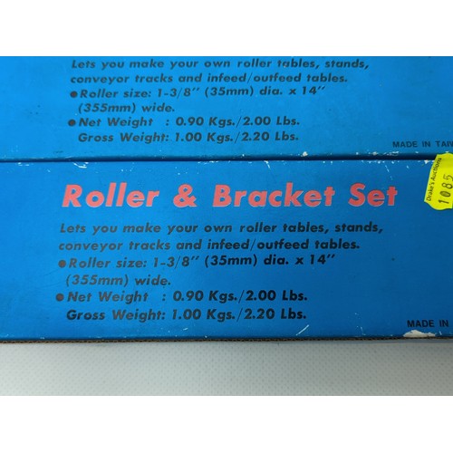 153 - A group of boxed Roller & Bracket Sets for workshop roller tables and conveyor tracks, each prin... 