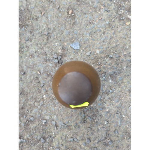 167 - Copper-coloured metal flask fitted with a screw cap.