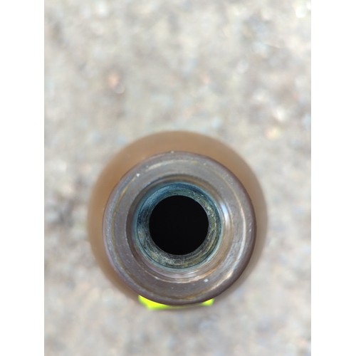 167 - Copper-coloured metal flask fitted with a screw cap.