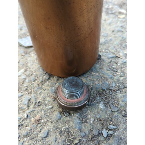 167 - Copper-coloured metal flask fitted with a screw cap.