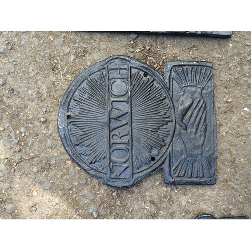 174 - A group of reproduction Norwich decorative plaques.