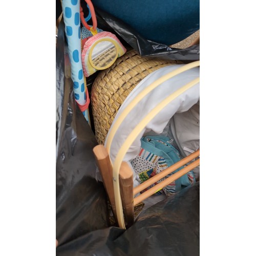 241 - A modern baby Moses basket, with woven body and padded liner.