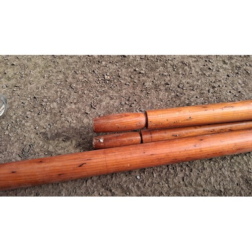 221 - A pair of wooden oars, together with manual rudder.