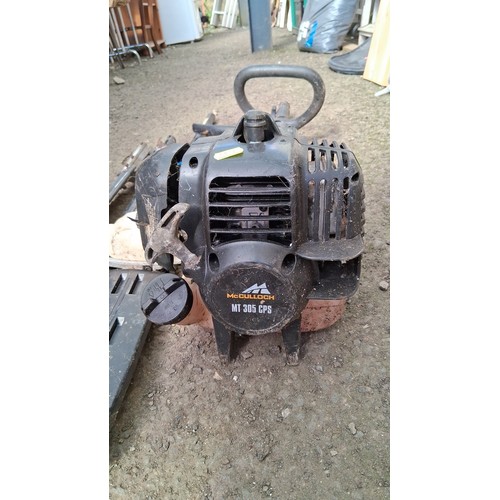 222 - McCulloch MT 305 CPS petrol multi-tool garden power unit, with strimmer attachment and hedge trimmer... 