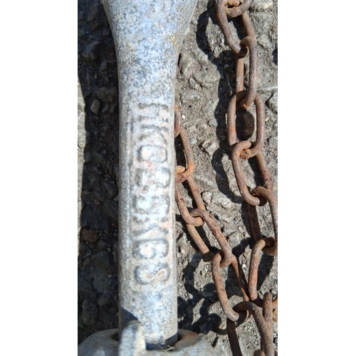 238C - Galvanised steel four-fluke grapnel anchor with chain and rope warp.